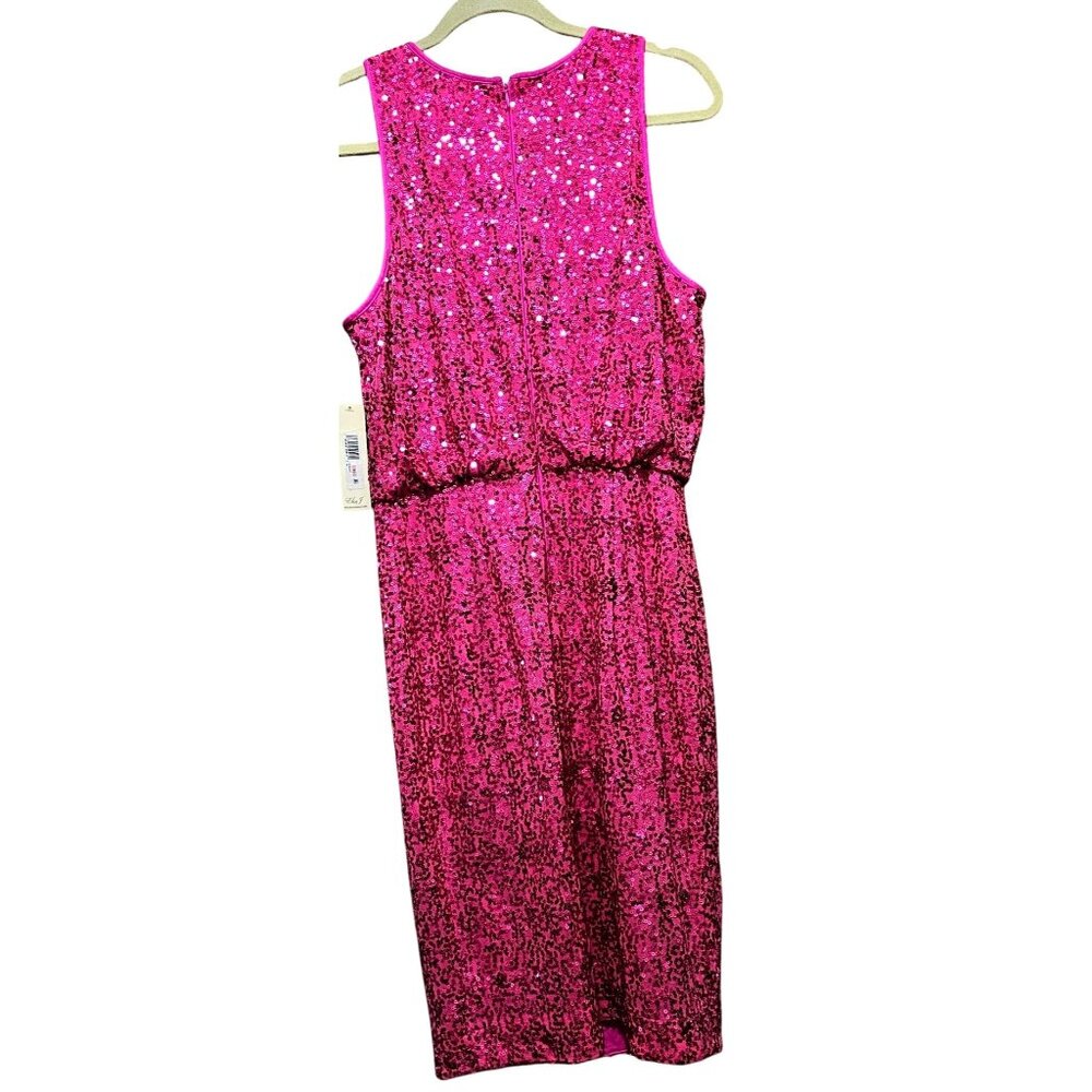 Eliza J Pink Sequin Sleeveless Sheath Dress Size 10 - Picture 4 of 13